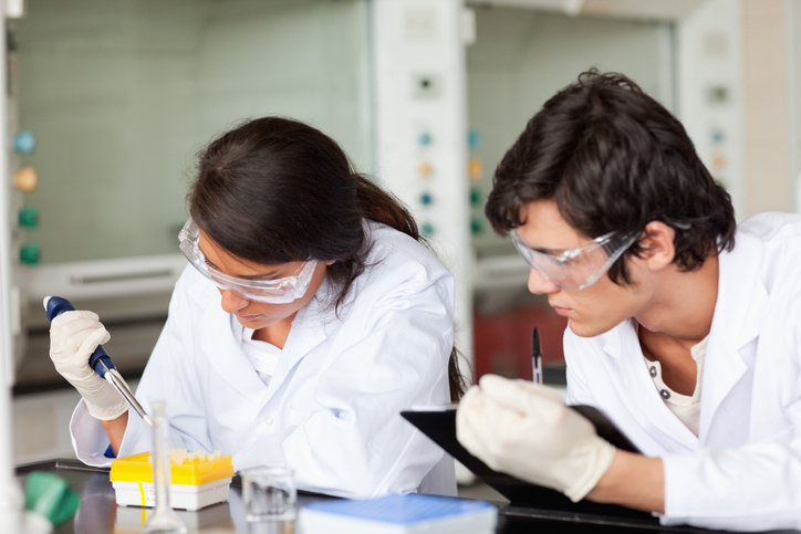 Students working in a research lab
